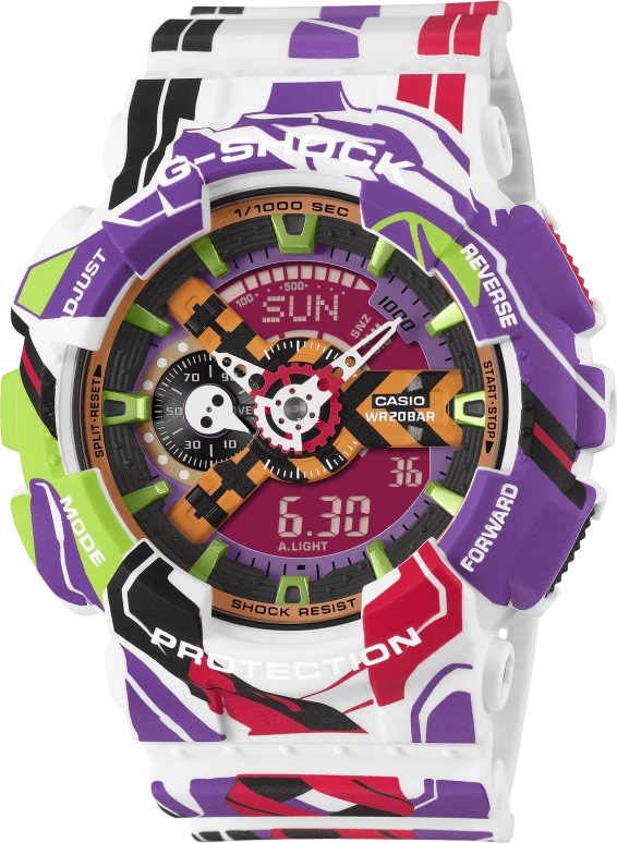 Casio,G-Shock GA-110 55x51.20mm,55x51.20mm,Resin,Red,Quartz,Countdown,Chronograph,Month,Date,Hardlex,Round,GA110EVA307A