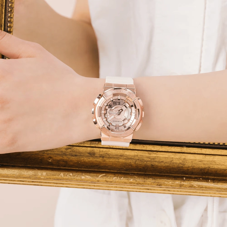 Casio,G-SHOCK 46x42mm,46x42mm,Resin,Stainless Steel,Pink Red,Quartz,Countdown,Chronograph,Month,Date,Hardlex,Round,GMS110PG,GMS110PG-4A