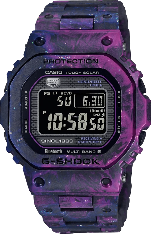 Casio,G-SHOCK 49.10x45mm,49.10x45mm,Carbon fiber-reinforced resin,Forged Carbon,Black,Quartz,Countdown,Chronograph,Month,Date,Sapphire,Square,GCWB5000UN,GCWB5000UN-6