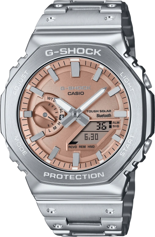 Casio,G-SHOCK 44.40mm,44.40mm,Stainless Steel,Pink,Quartz,Countdown,Chronograph,Month,Date,Hardlex,Octagon,GMB2100AD,GMB2100AD-5A