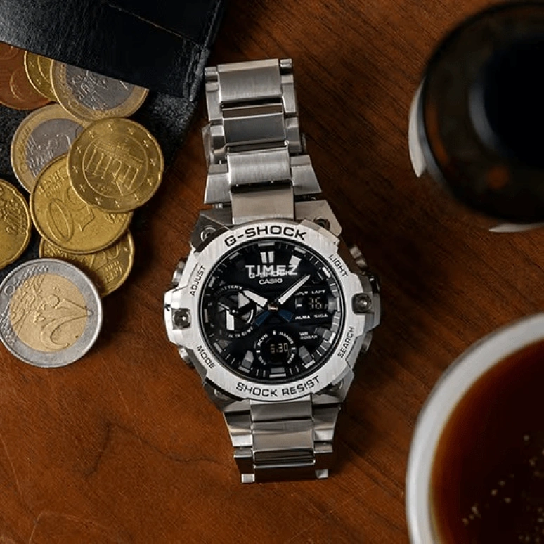 Casio,G-STEEL 49.60mm,49.60mm,Resin,Black,Quartz,Countdown,Chronograph,Month,Date,Hardlex,Round,GSTB400D,GSTB400D-1A