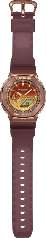 Casio,G-SHOCK 49.30x44.40mm,49.30x44.40mm,Resin,Stainless Steel,Gradient,Gold,Brown,Quartz,Countdown,Chronograph,Month,Date,Hardlex,Round,GM2100CL,GM2100CL-5A