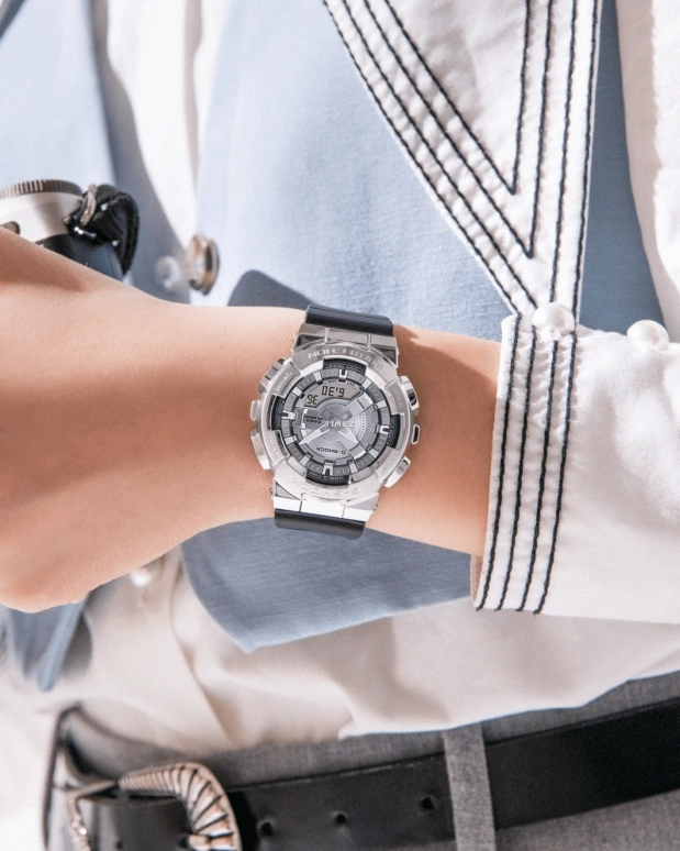 Casio,G-SHOCK 46x42mm,46x42mm,Resin,Stainless Steel,Silver,Quartz,Countdown,Chronograph,Month,Date,Hardlex,Round,GMS110,GMS110-1A