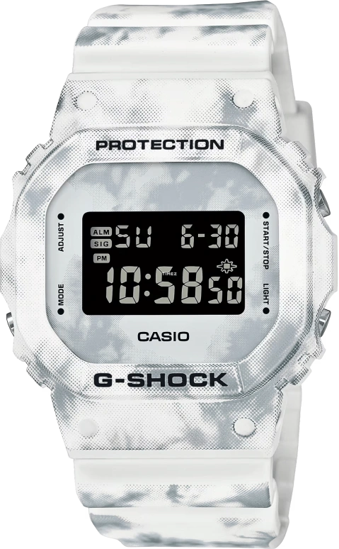 Casio,G-SHOCK 48.90x42.80mm,48.90x42.80mm,Resin,Black,White,Grey,Quartz,Countdown,Chronograph,Month,Date,Hardlex,Square,DW5600GC,DW5600GC-7