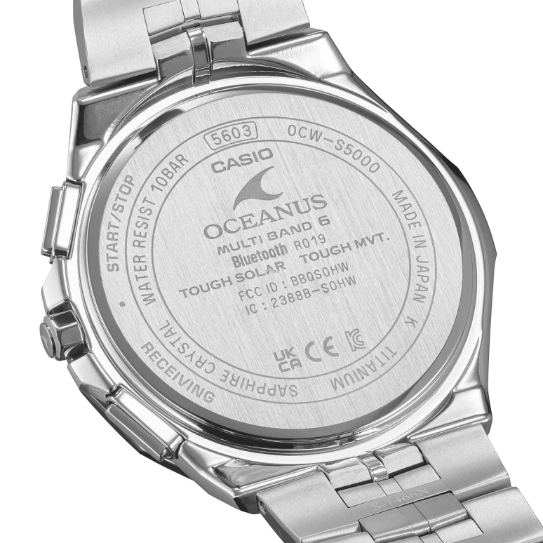 Casio,OCEANUS 48.80x42.30mm,48.80x42.30mm,Titanium,Black,Quartz,Date,Day,World Time,OCWS5000MB1A