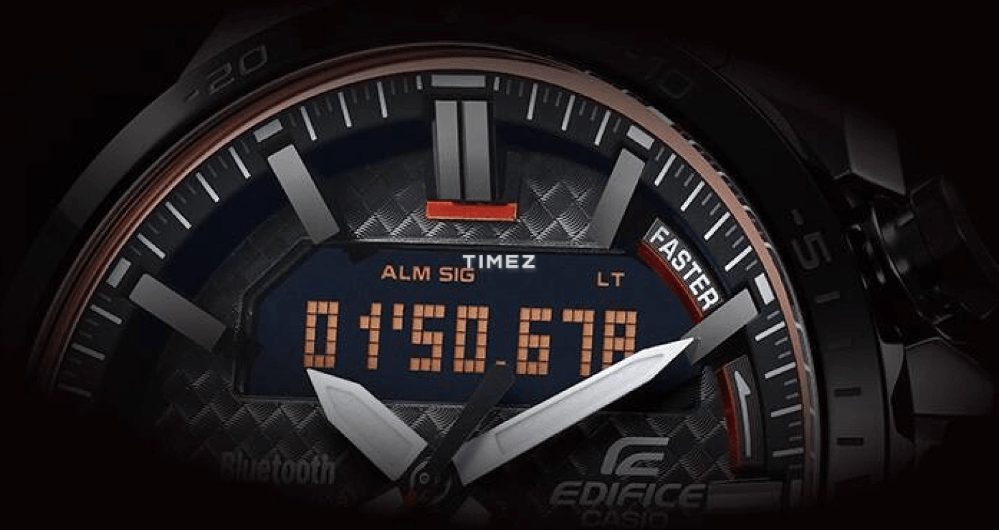 Casio,EDIFICE 49.20mm,49.20mm,Stainless Steel,Black,Quartz,Countdown,Chronograph,Month,Date,Round,Silver,ECB800DB,ECB800DB-1A