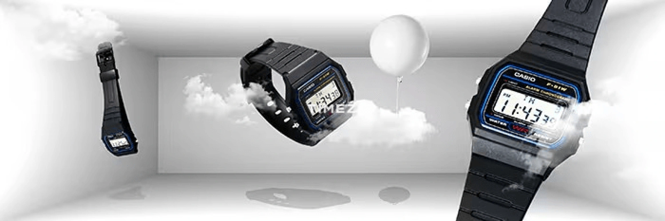 Casio,DIGITAL 38.20x35.20mm,38.20x35.20mm,Resin,Black,Blue,Quartz,Chronograph,Date,Day,Hour Strike,Plexi,Square,F91W,F91W-1