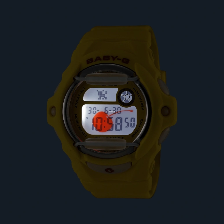 Casio,BG-169 45.90x42.60mm,45.90x42.60mm,Resin,Yellow,Quartz,Countdown,Chronograph,Month,Date,Hardlex,Round,BG169CH,BG169CH-9