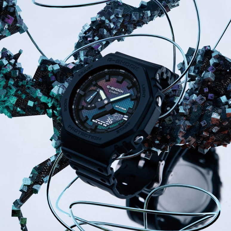 Casio,G-SHOCK 48.50x45.40mm,48.50x45.40mm,Resin,Carbon,Multi-Color,Quartz,Countdown,Chronograph,Month,Date,Hardlex,Octagon,GA2100RW,GA2100RW-1A
