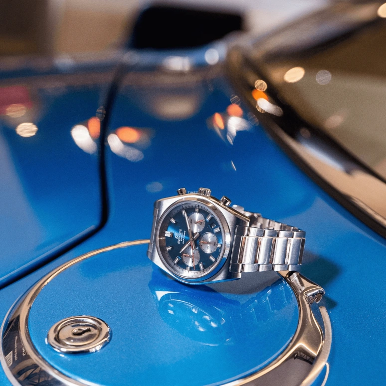 Casio,EDIFICE 40mm,40mm,Stainless Steel,Blue,Quartz,Chronograph,Day,EFB730D,EFB730D-2AV