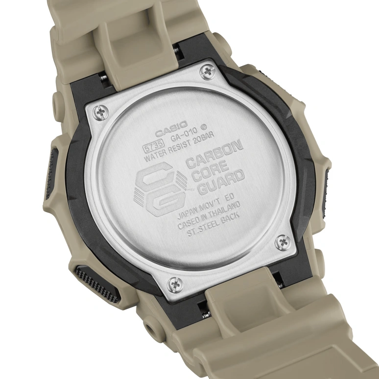 Casio,G-SHOCK 51.90mm,51.90mm,Bio-sourced,Carbon,Resin,Black,Quartz,Countdown,Chronograph,Month,Date,Hardlex,Round,GA010,GA010-5A