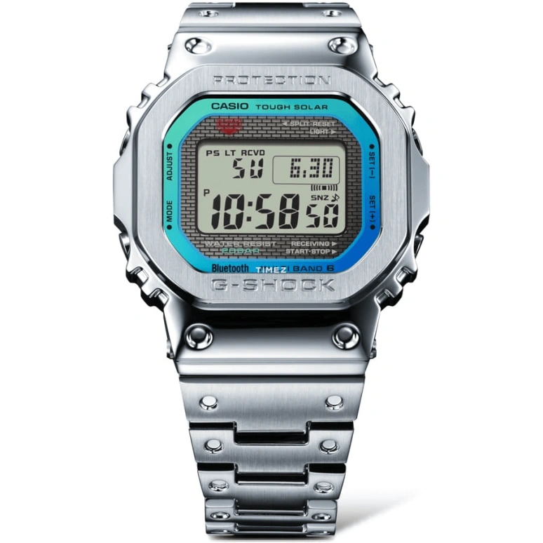 Casio,G-SHOCK 49.30x43.20mm,49.30x43.20mm,Stainless Steel,Silver,Quartz,Countdown,Chronograph,Month,Date,Glass,Square,GMW,GMW-B5000PC-1