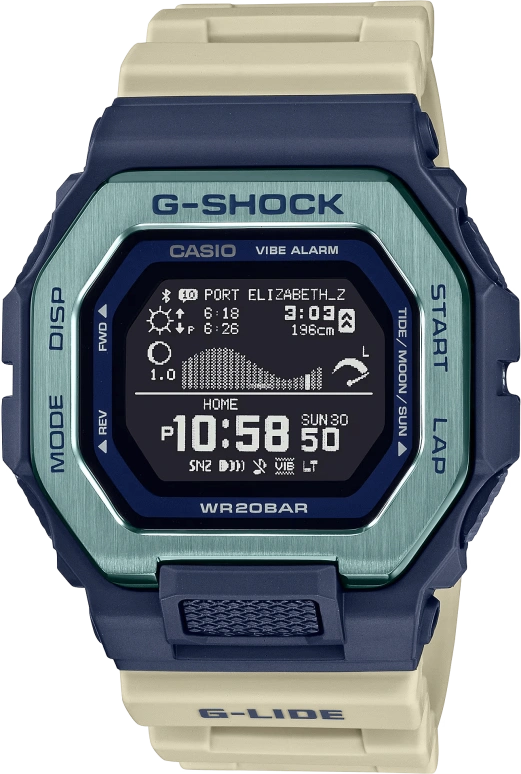 Casio,G-LIDE 50.90x46mm,50.90x46mm,Resin,Stainless Steel,Black,Quartz,Countdown,Chronograph,Moonphase,Month,Hardlex,Tonneau,GBX100TT,GBX100TT-2