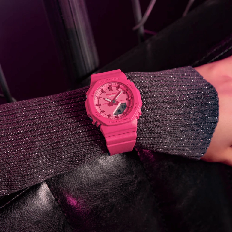 Casio,G-SHOCK 46x40.20mm,46x40.20mm,Resin,Bio-sourced,Pink Red,Quartz,Countdown,Chronograph,Month,Date,Glass,Hardlex,Octagon,GMAP2100PP,GMAP2100PP-4A