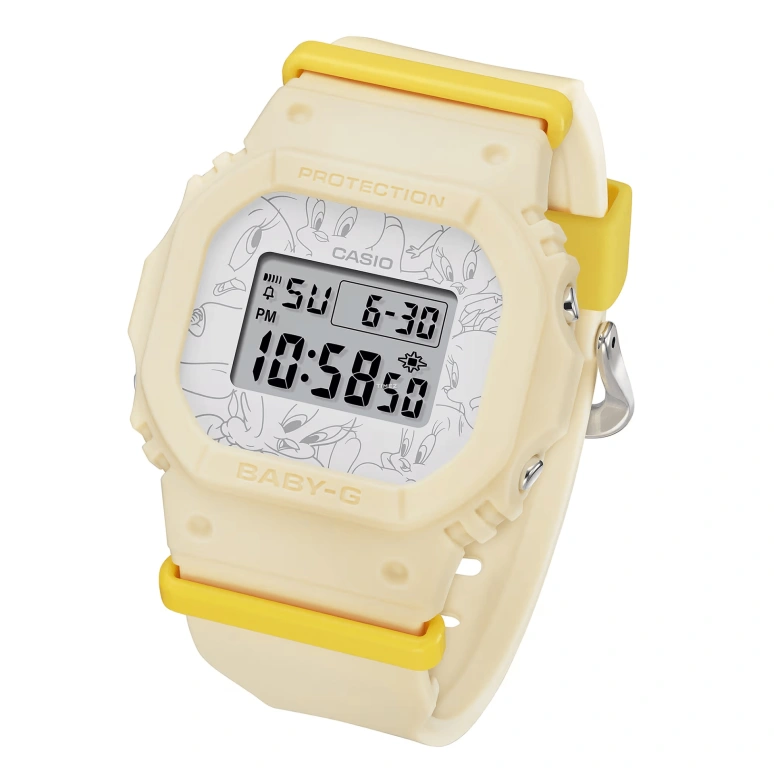 Casio,BGD-565 42.10x37.90mm,42.10x37.90mm,Resin,White,Grey,Quartz,Countdown,Chronograph,Month,Date,Hardlex,Square,BGD565TW,BGD565TW-5