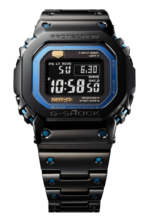 Casio,MR-G 49.40x43.20mm,49.40x43.20mm,Titanium,Cobalt Alloy,Black,Blue,Quartz,Countdown,Chronograph,Month,Date,Sapphire,Crystal Glass,Square,MRGB5000BA,MRGB5000BA-1