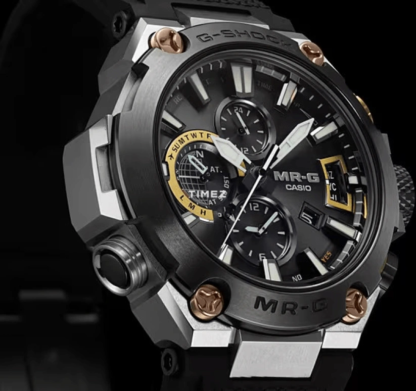 Casio,MR-G 49.80mm,49.80mm,Titanium,Black,Quartz,Countdown,Chronograph,Date,Day,Sapphire,Round,MRGG2000R,MRGG2000R-1A