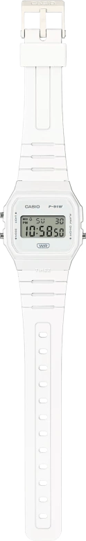 Casio,POP 38.20x35.20mm,38.20x35.20mm,Bio-sourced,Resin,White,Quartz,Chronograph,Date,Day,Hour Strike,Plexi,Square,F91WB,F91WB-7A