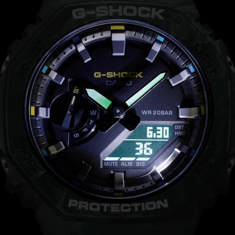 Casio,G-SHOCK 48.50x45.40mm,48.50x45.40mm,Resin,Carbon,Black,Quartz,Countdown,Chronograph,Month,Date,Hardlex,Round,GA2100FR,GA2100FR-3A