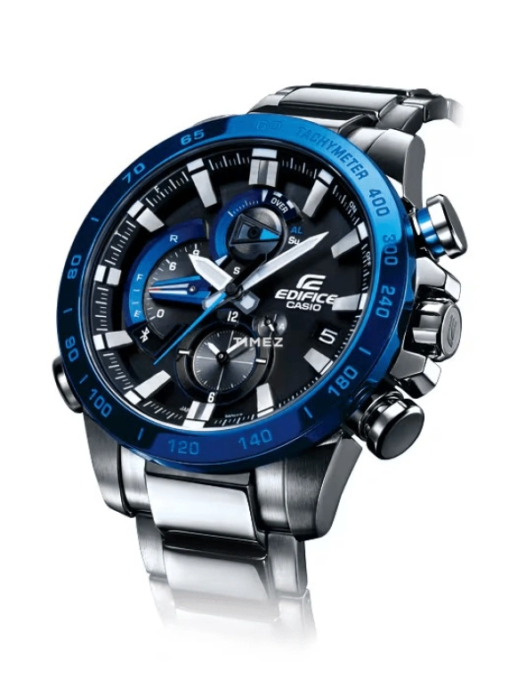 Casio,EDIFICE 49.20mm,49.20mm,Stainless Steel,Black,Quartz,Countdown,Date,Day,Power Reserve Indicator,Hardlex,Round,EQB800DB,EQB800DB-1A