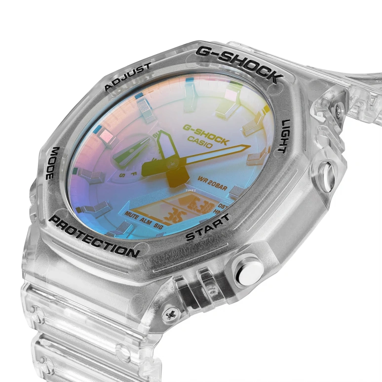 Casio,G-SHOCK 48.50x45.40mm,48.50x45.40mm,Resin,Carbon,Gradient,Blue,Quartz,Countdown,Chronograph,Month,Date,Hardlex,Octagon,GA2100SRS,GA2100SRS-7A