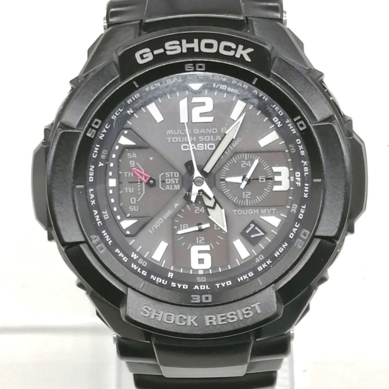 Casio,G-SHOCK 64.20x46.60mm,64.20x46.60mm,Stainless Steel,Resin,Black,Quartz,Date,Day,World Time,Alarm,Hardlex,Glass,Tonneau,GW,GW-3000BB-1A