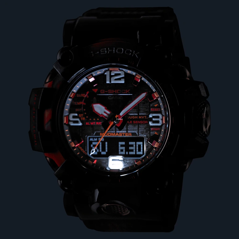 Casio,Mudmaster 54.40mm,54.40mm,Resin,Black,Quartz,Countdown,Chronograph,Month,Date,Sapphire,Round,GWG2040FR,GWG2040FR-1A