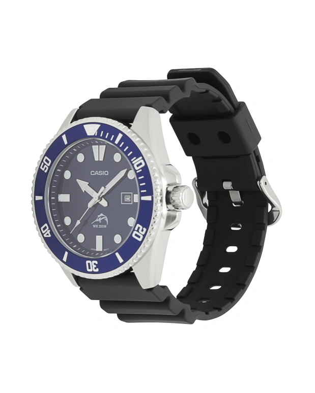 Casio,ANALOGUE 49.50x46.30mm,49.50x46.30mm,Stainless Steel,Aluminium,Blue,Quartz,Day,Plexi,Glass,MDV106B,MDV106B-2AV