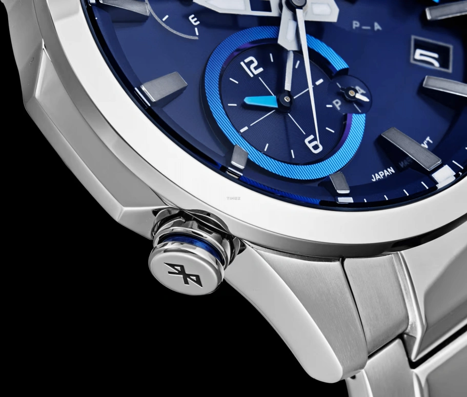 Casio,EDIFICE 48.20mm,48.20mm,Stainless Steel,Blue,Quartz,Chronograph,Date,Day,Power Reserve Indicator,Hardlex,Round,EQB700D,EQB700D-2A