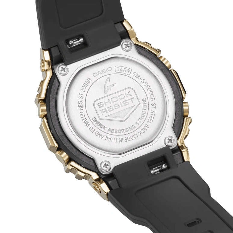 Casio,G-SHOCK 43.80x38.40mm,43.80x38.40mm,Resin,Stainless Steel,Black,Quartz,Countdown,Chronograph,Month,Date,Hardlex,Square,GMS5600GB,GMS5600GB-1