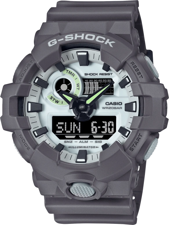 Casio,G-SHOCK 53.40mm,53.40mm,Resin,White,Quartz,Countdown,Chronograph,Month,Date,Hardlex,Round,GA700HD,GA700HD-8A