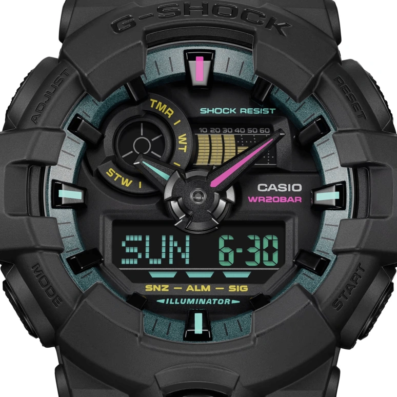 Casio,G-SHOCK 53.40mm,53.40mm,Bio-sourced,Resin,Black,Quartz,Countdown,Chronograph,Month,Date,Hardlex,Round,GA700MF,GA700MF-1A