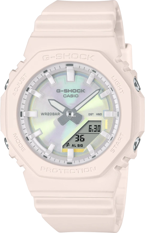 Casio,G-SHOCK 46x40.20mm,46x40.20mm,Bio-sourced,Resin,White,Quartz,Countdown,Chronograph,Month,Date,Hardlex,Octagon,GMAP2100PC4A