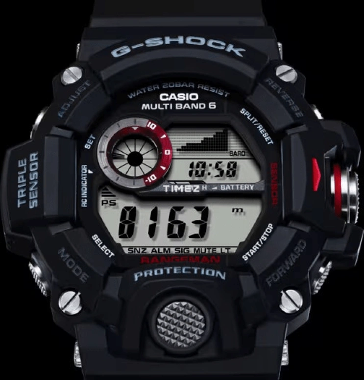 Casio,MASTER OF G - LAND 53.50mm,53.50mm,Resin,Black,Grey,Quartz,Countdown,Chronograph,Month,Date,Hardlex,Round,GW9400,GW9400-1