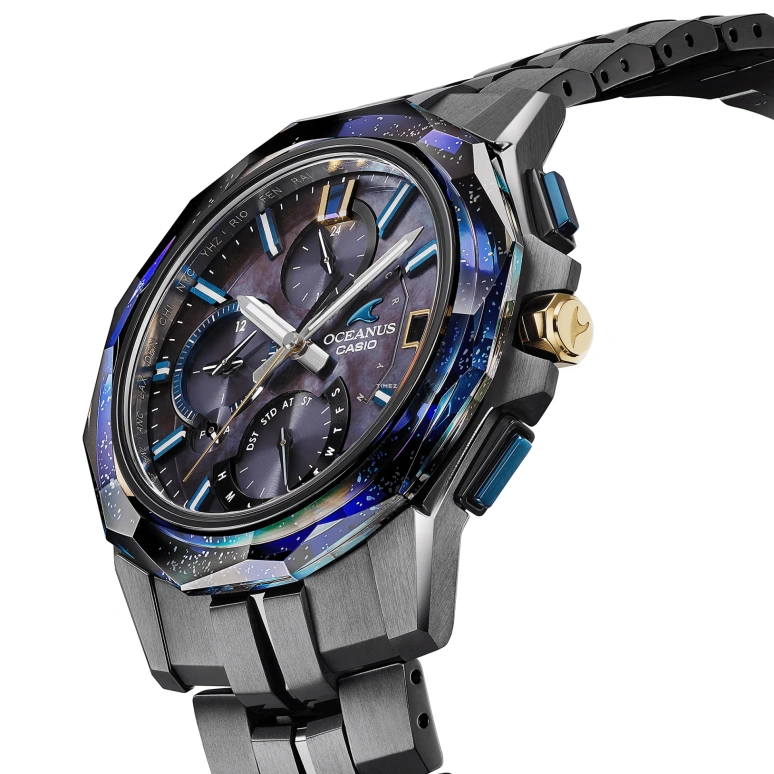 Casio,OCEANUS 47.10x42.50mm,47.10x42.50mm,Titanium,Purple,Quartz,Date,Day,Power Reserve Indicator,World Time,Sapphire,Crystal Glass,Round,OCWS6000BV1A