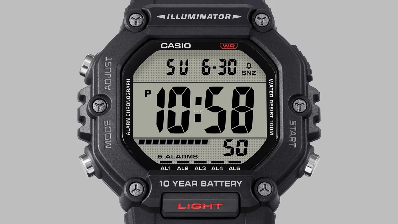 Casio,DIGITAL 54.10x49.70mm,54.10x49.70mm,Resin,Black,Quartz,Countdown,Chronograph,Month,Date,Plexi,Square,AE1600H,AE1600H-1AV