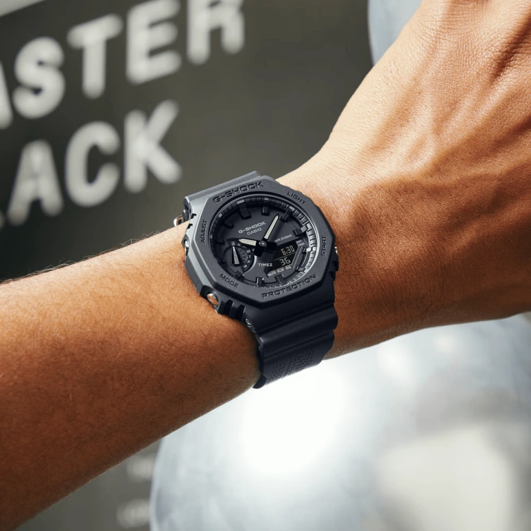 Casio,G-SHOCK 48.50x45.40mm,48.50x45.40mm,Carbon,Bio-sourced,Resin,Black,Quartz,Countdown,Chronograph,Month,Date,Hardlex,Glass,Octagon,GA2140RE,GA2140RE-1A