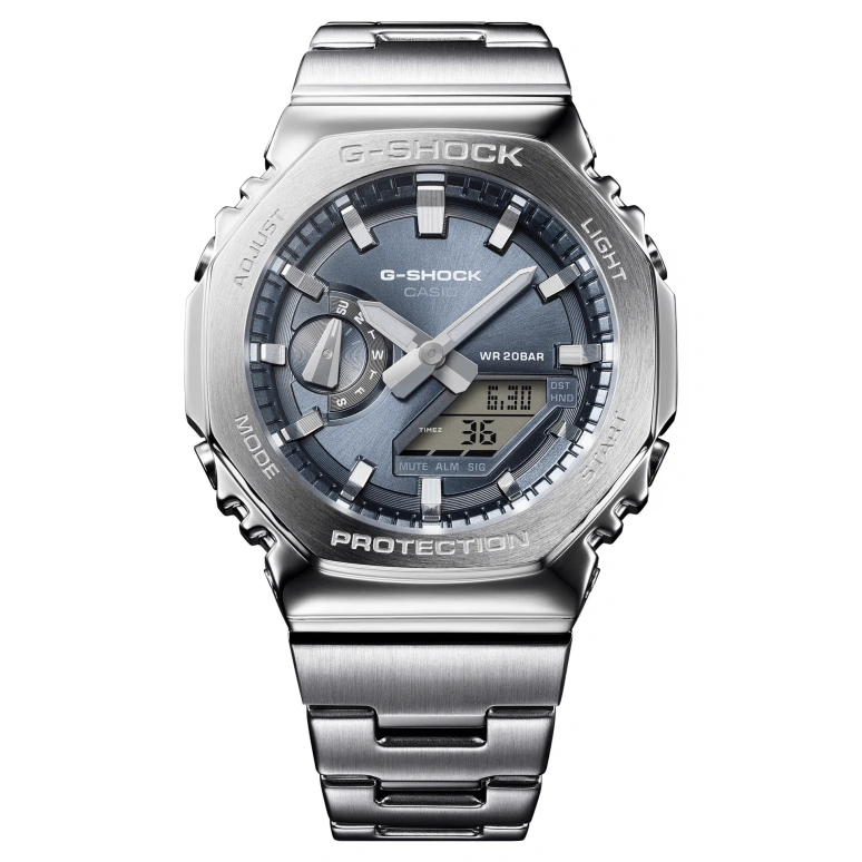 Casio,G-STEEL 49.30x44.40mm,49.30x44.40mm,Stainless Steel,Resin,Grey,Quartz,Countdown,Chronograph,Month,Date,Hardlex,Octagon,GM2110D,GM2110D-8A