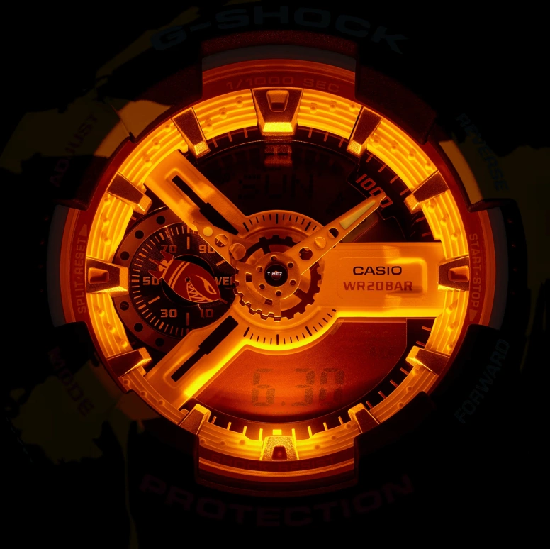 Casio,G-Shock GA-110 51.20mm,51.20mm,Resin,Yellow,White,Dual,Quartz,Countdown,Chronograph,Month,Date,Hardlex,Round,GA110LL,GA110LL-1A
