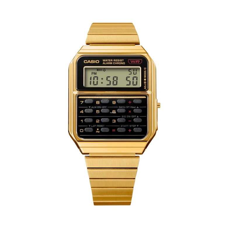 Casio,VINTAGE 43.20x34.40mm,43.20x34.40mm,Resin,Black,Quartz,Chronograph,Annual Calendar,Month,Date,Plexi,Rectangular,CA500WEG,CA500WEG-1AVT