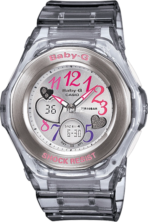 Casio,BABY-G 39mm,39mm,Plastic,Silver,Quartz,BGA,BGA-101-8B