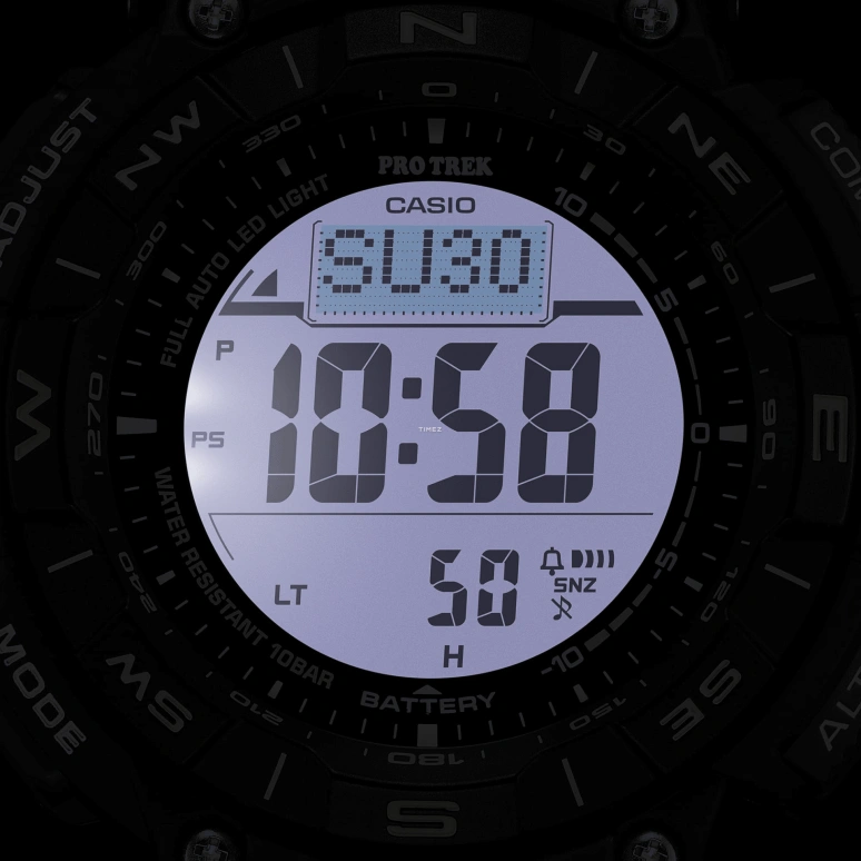 Casio,PROTREK 54.70x51.70mm,54.70x51.70mm,Bio-sourced,Resin,Grey,Quartz,Countdown,Chronograph,Month,Date,Hardlex,Glass,Round,PRG340SC,PRG340SC-2