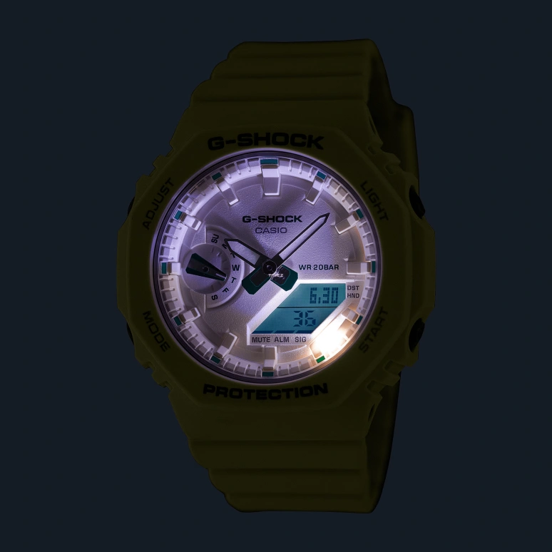 Casio,G-SHOCK 46.20x42.90mm,46.20x42.90mm,Carbon,Cream,Quartz,Countdown,Chronograph,Month,Date,Hardlex,Octagon,GMAS2100GA,GMAS2100GA-7A