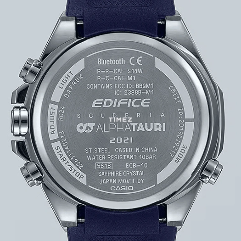 Casio,EDIFICE 51x48.50mm,51x48.50mm,Stainless Steel,Grey,Quartz,Countdown,Chronograph,Month,Date,Octagon,Silver,ECB10AT,ECB10AT-1A