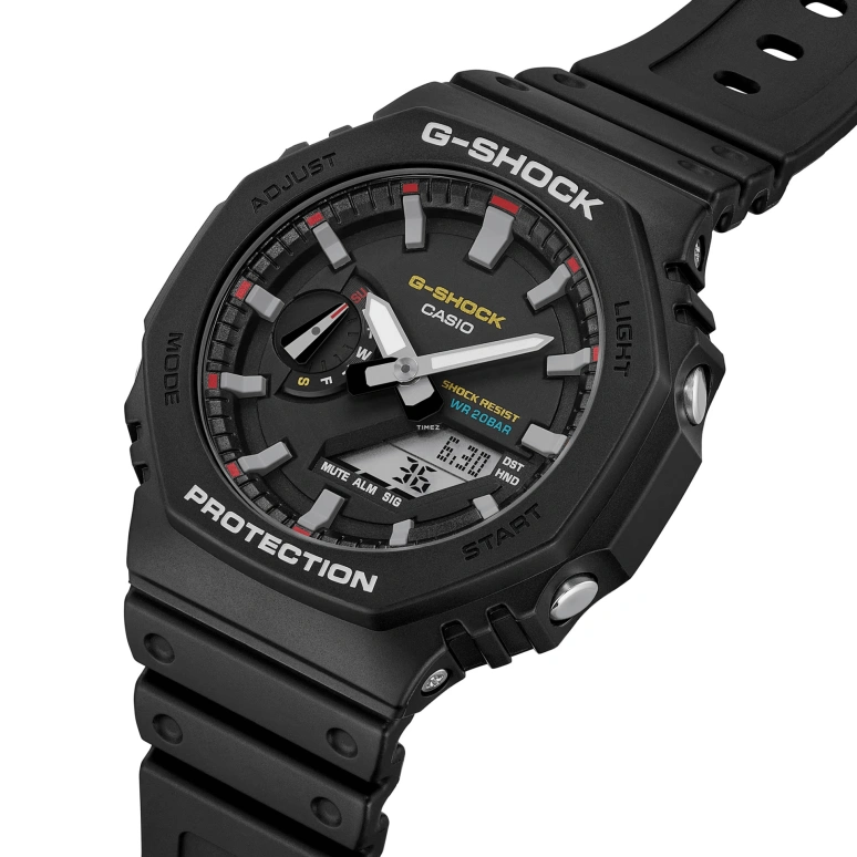 Casio,G-SHOCK 45.40mm,45.40mm,Carbon,Bio-sourced,Resin,Black,Quartz,Countdown,Chronograph,Month,Date,Hardlex,Octagon,GA2100RL,GA2100RL-1A