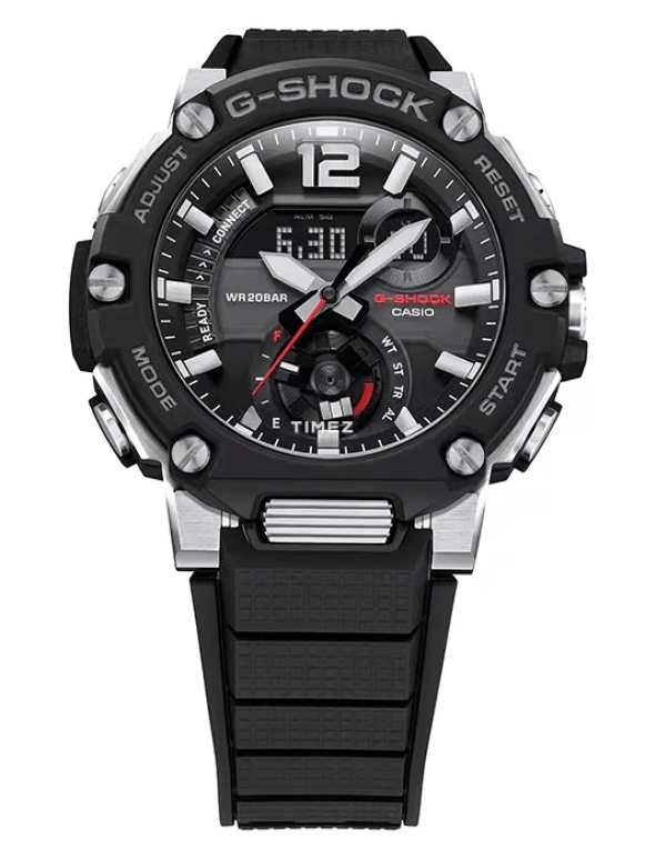 Casio,G-STEEL 50.30mm,50.30mm,Stainless Steel,Black,Quartz,Countdown,Chronograph,Month,Date,Hardlex,Round,GSTB300,GSTB300-1A