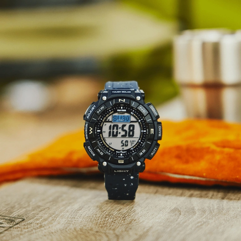 Casio,PROTREK 54.70x51.70mm,54.70x51.70mm,Bio-sourced,Resin,Grey,Quartz,Countdown,Chronograph,Month,Date,Hardlex,Glass,Round,PRG340SC,PRG340SC-2