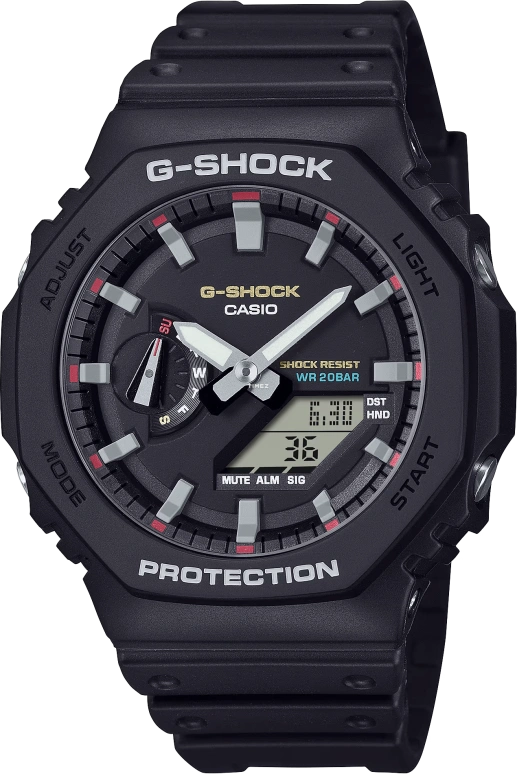 Casio,G-SHOCK 45.40mm,45.40mm,Carbon,Bio-sourced,Resin,Black,Quartz,Countdown,Chronograph,Month,Date,Hardlex,Octagon,GA2100RL,GA2100RL-1A