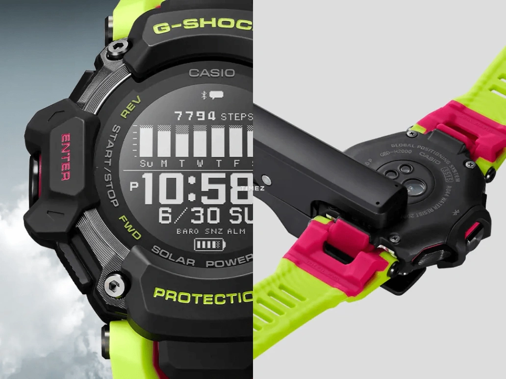 Casio,G-SHOCK 59.60x52.60mm,59.60x52.60mm,Bio-sourced,Resin,Black,Quartz,Countdown,Chronograph,Moonphase,Month,Hardlex,Glass,Round,GBDH2000,GBDH2000-1A9