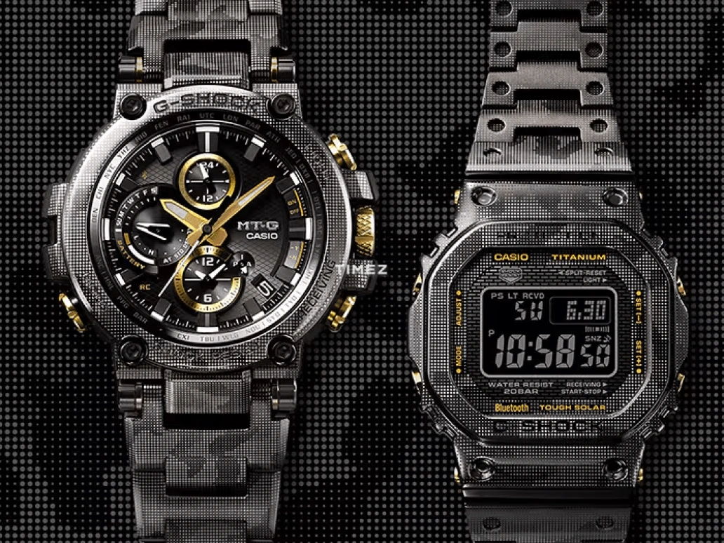 Casio,G-SHOCK 49.30x43.20mm,49.30x43.20mm,Titanium,Black,Quartz,Countdown,Chronograph,Perpetual Calendar,Month,Sapphire,Crystal Glass,Square,GMW,GMW-B5000TCM-1